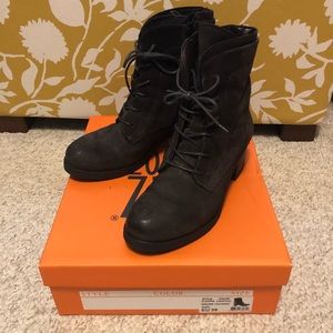 Miz Mooz Gray Leather Lace-up Boots